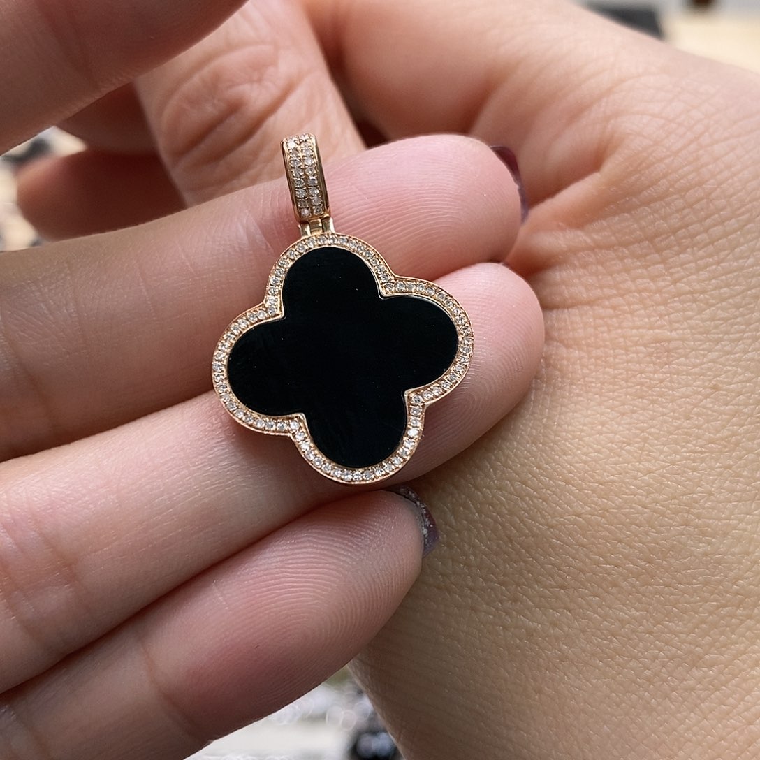 翡翠颈饰18K金镶嵌墨翠