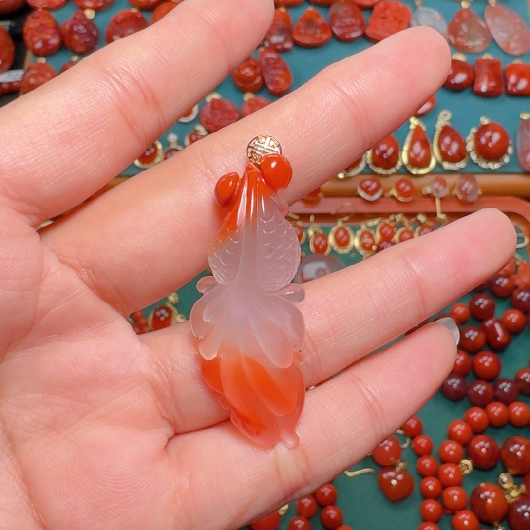 南红玛瑙南红18K金镶嵌