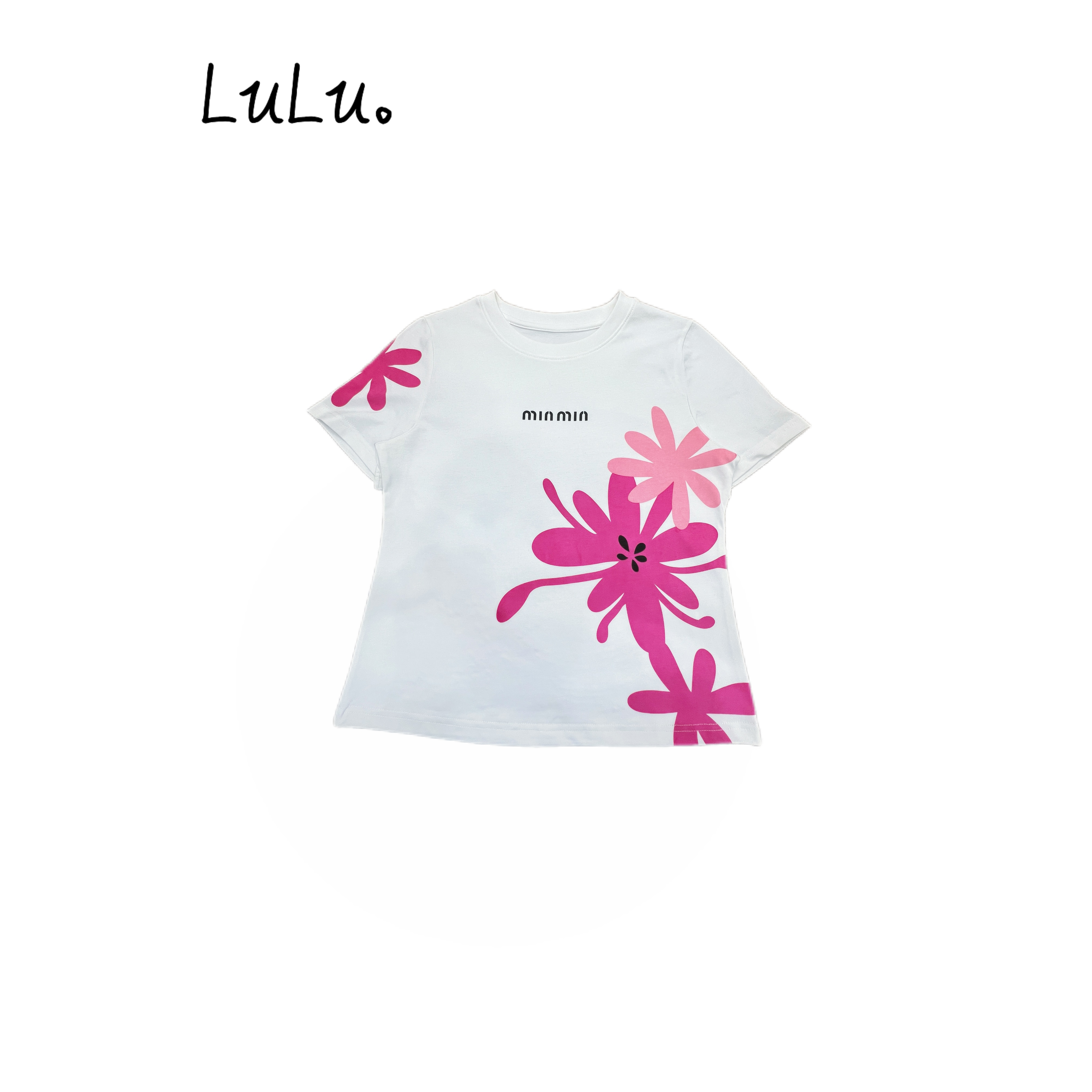 【8825缪花】小众设计印花春夏新款短袖T恤时尚休闲百搭打底衫女士