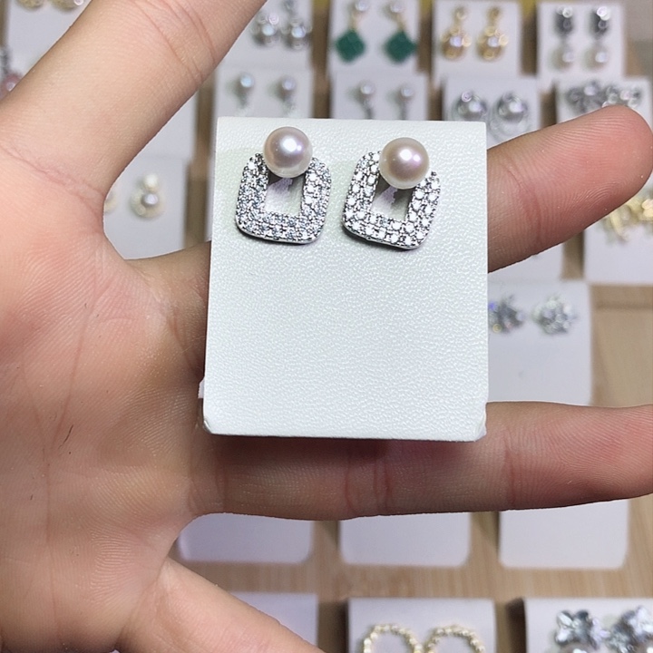 淡水珍珠耳饰银S925镶嵌