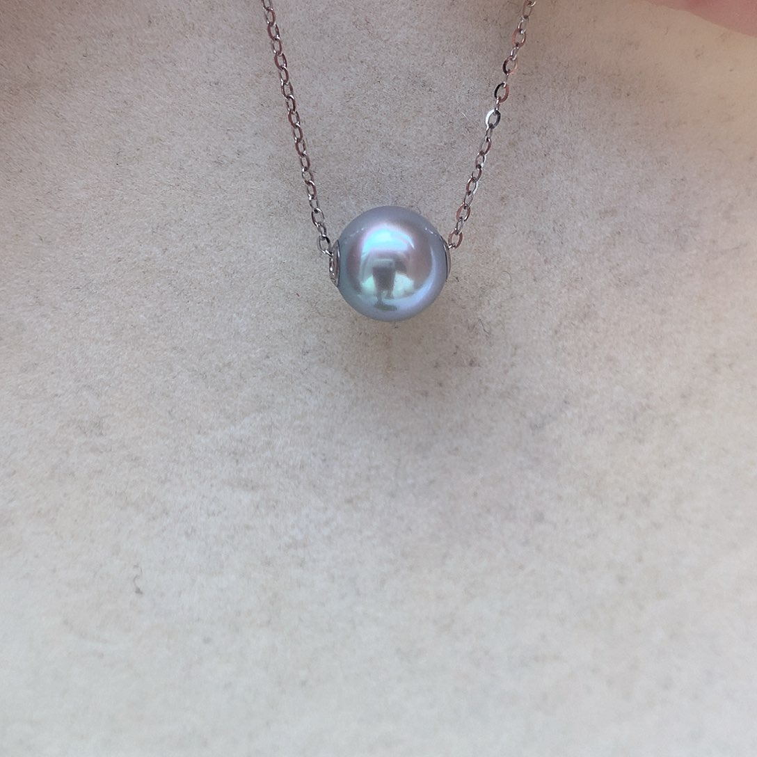 海水珍珠8.5-9mm真多麻路路通18K金镶嵌