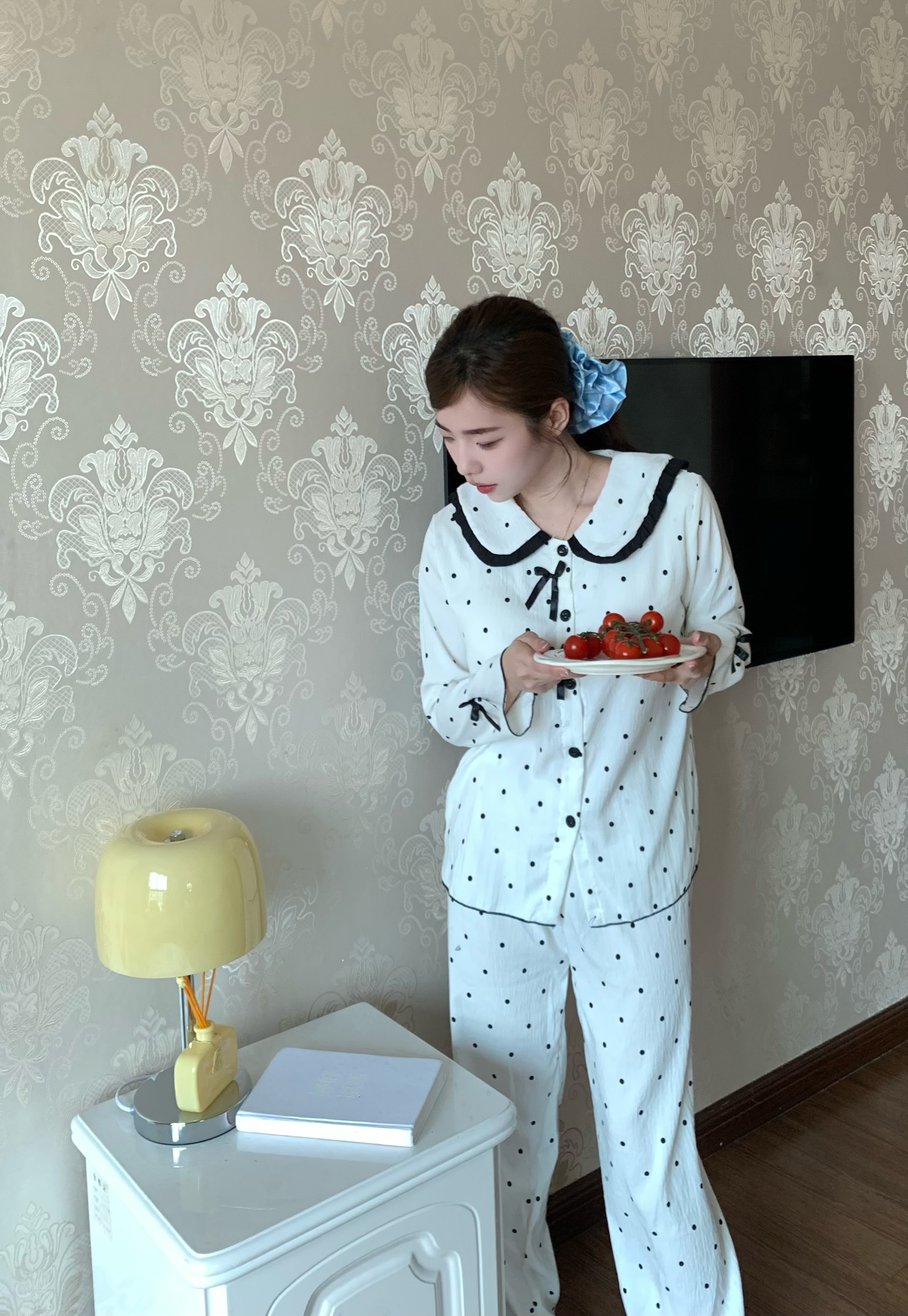 波点娃娃领高级感春秋睡衣