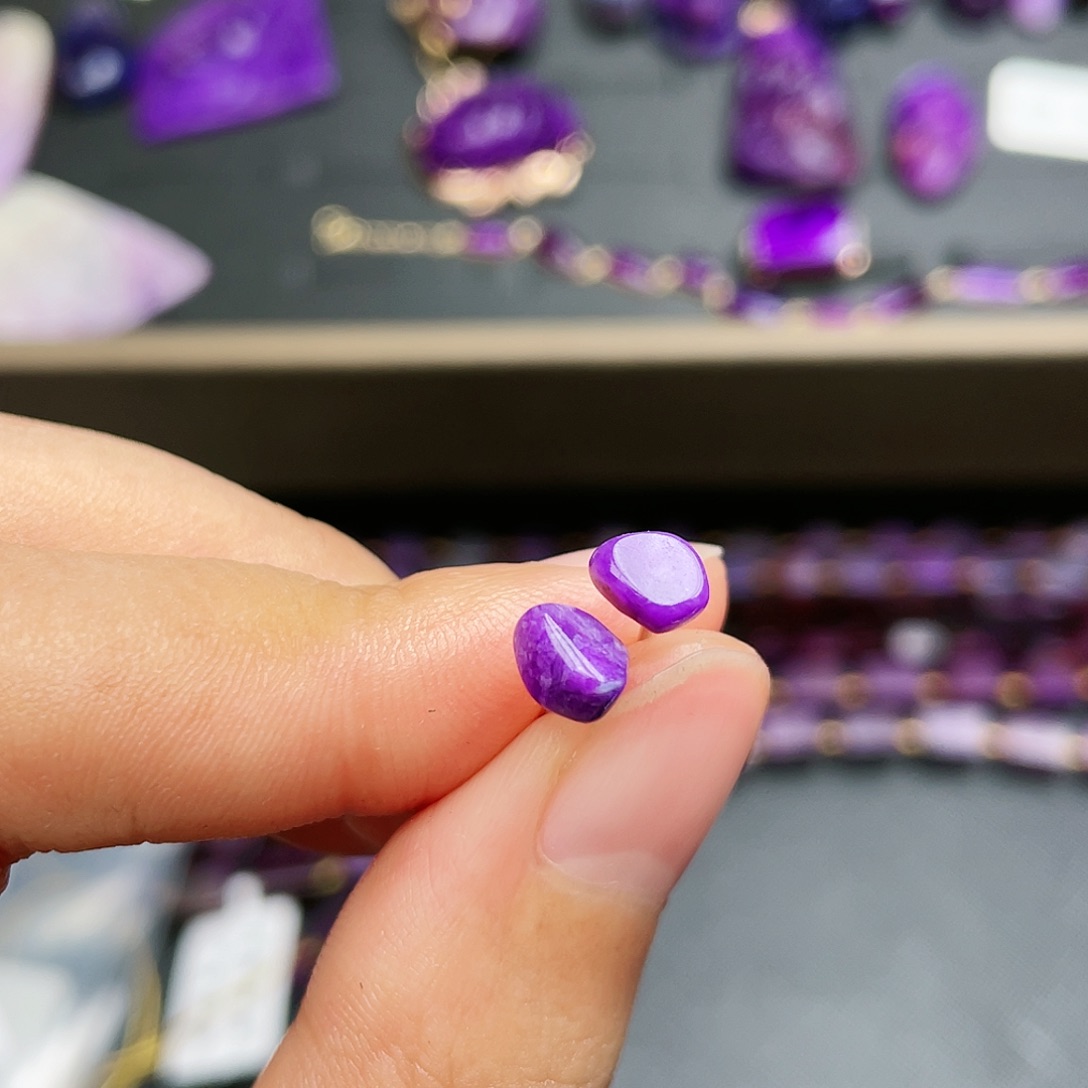 苏纪石（舒俱来）耳钉银S925镶嵌