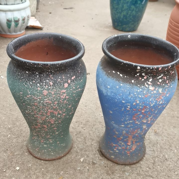 红陶口14高26两个盆