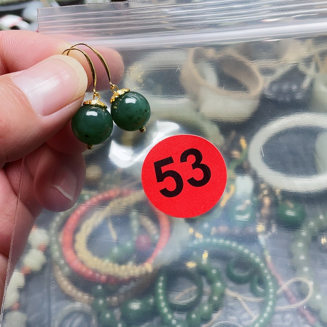 银S925镶嵌和田玉耳饰小****几