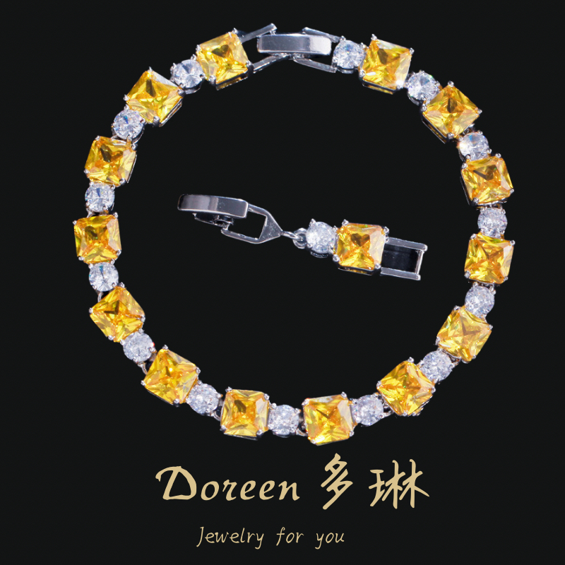 铜合金合成锆石手链 黄色方糖手链NW8720