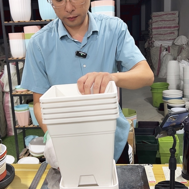 正品方盆口20高22白色5只带托