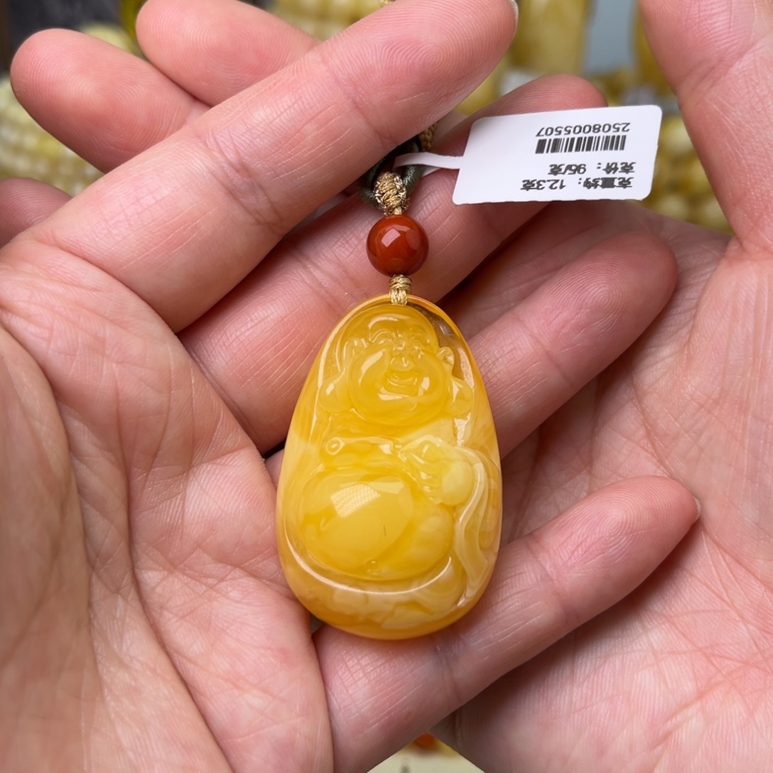 蜜蜡吊坠(不含链)未镶嵌焦皮料佛公鸿运当头