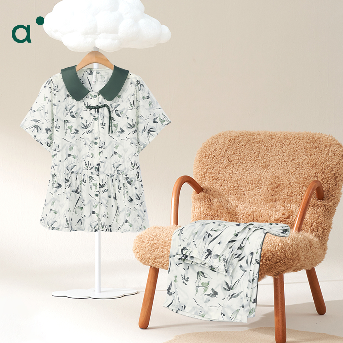 安之伴【巨凉感】月影纱睡衣女夏季2025新款可外穿新中式家居服套装