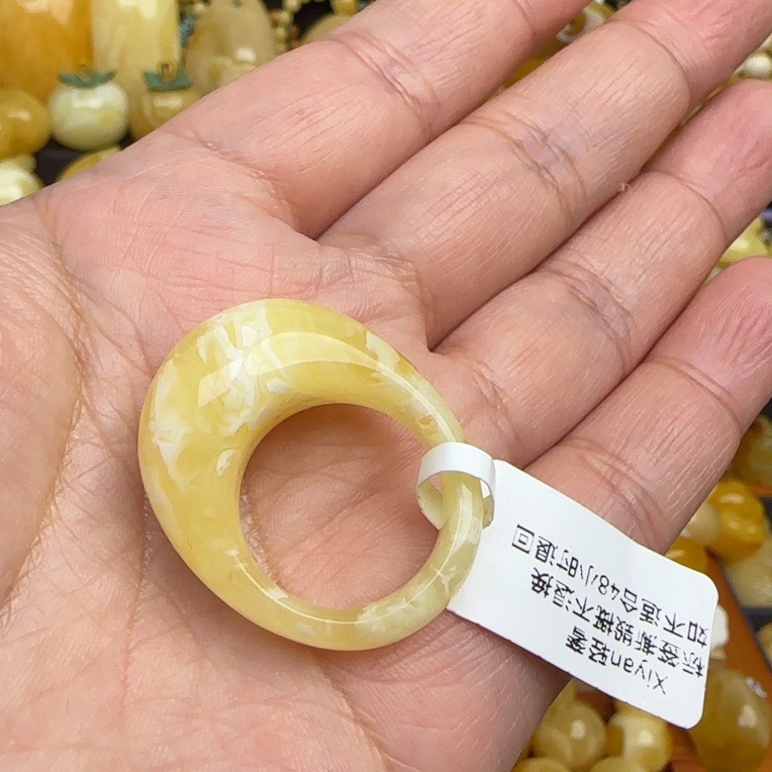 蜜蜡戒圈未镶嵌天然俄料白花蜜蜡戒圈馒头戒圈面包戒圈