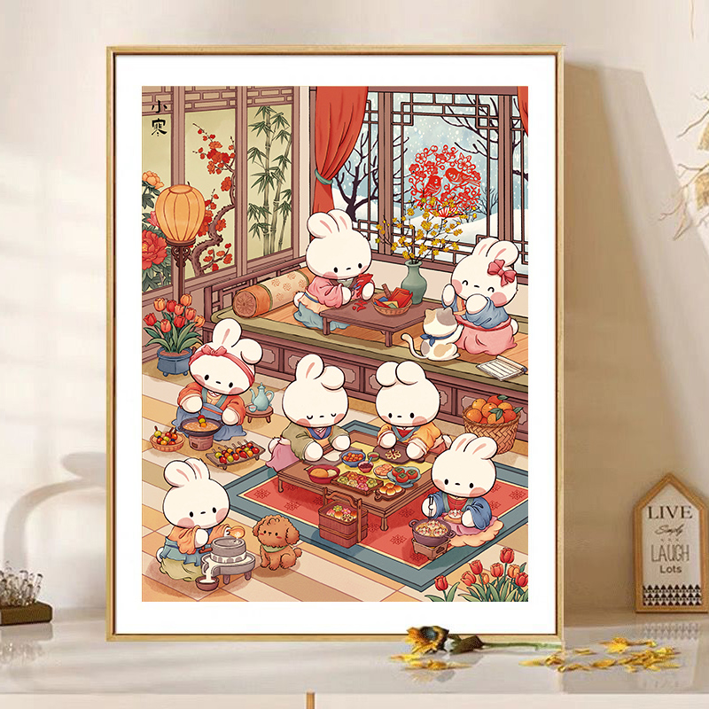 皇室蒙娜丽莎小寒兔十字绣2026新款客厅高级感小件玄关年轻人刺绣