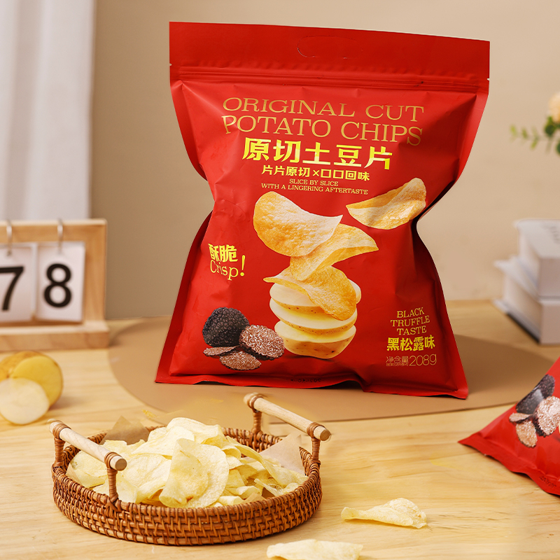 馋小智原切土豆片208g0胆固醇平片薯片追剧解馋零食黑松露味