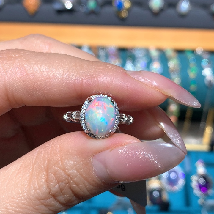 欧泊福利戒指银S925镶嵌