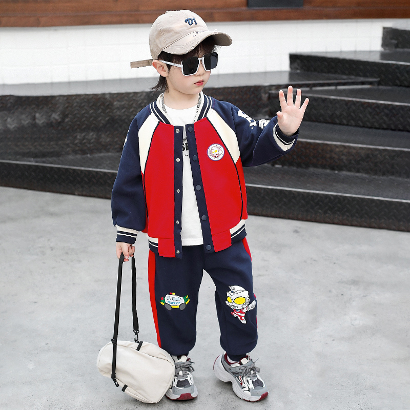奥特曼男童棒球服2025新款春装洋气时髦棒球服套装6-12岁