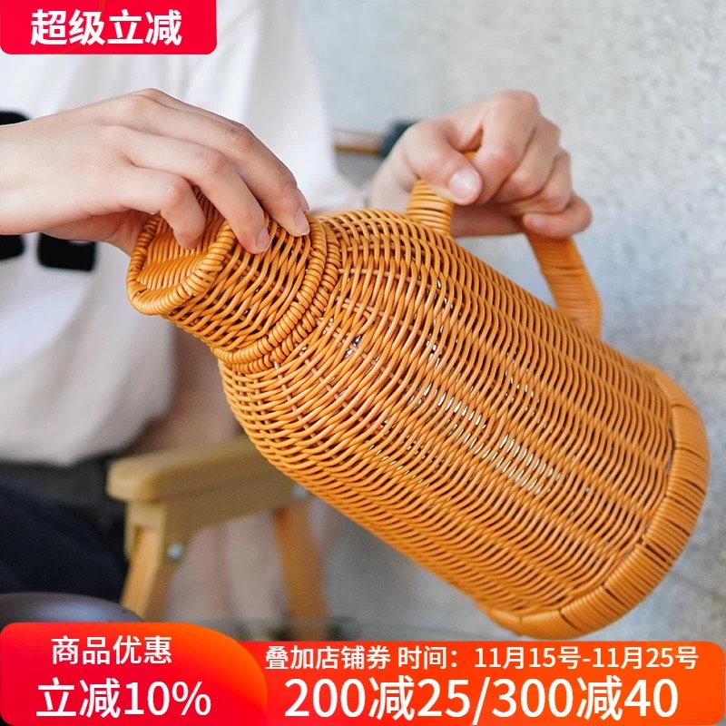 其他型号复古茶瓶防烫热水壶创意编织手工玻璃热水瓶