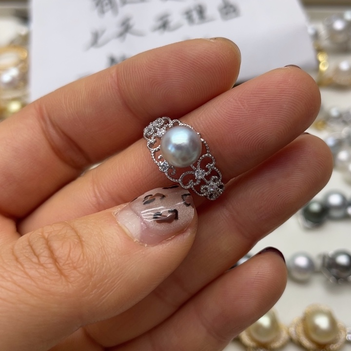 海水珍珠戒指银S925镶嵌
