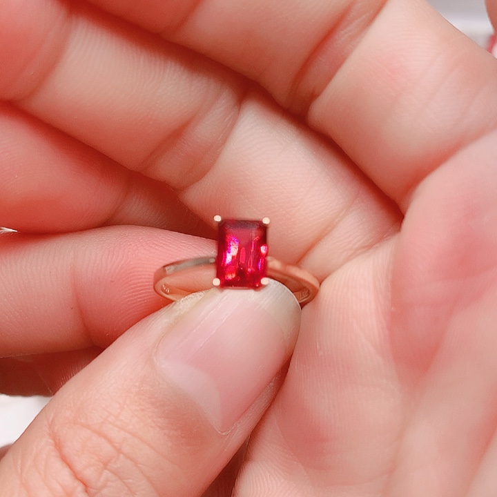 石榴石戒指18K金镶嵌5✖️7