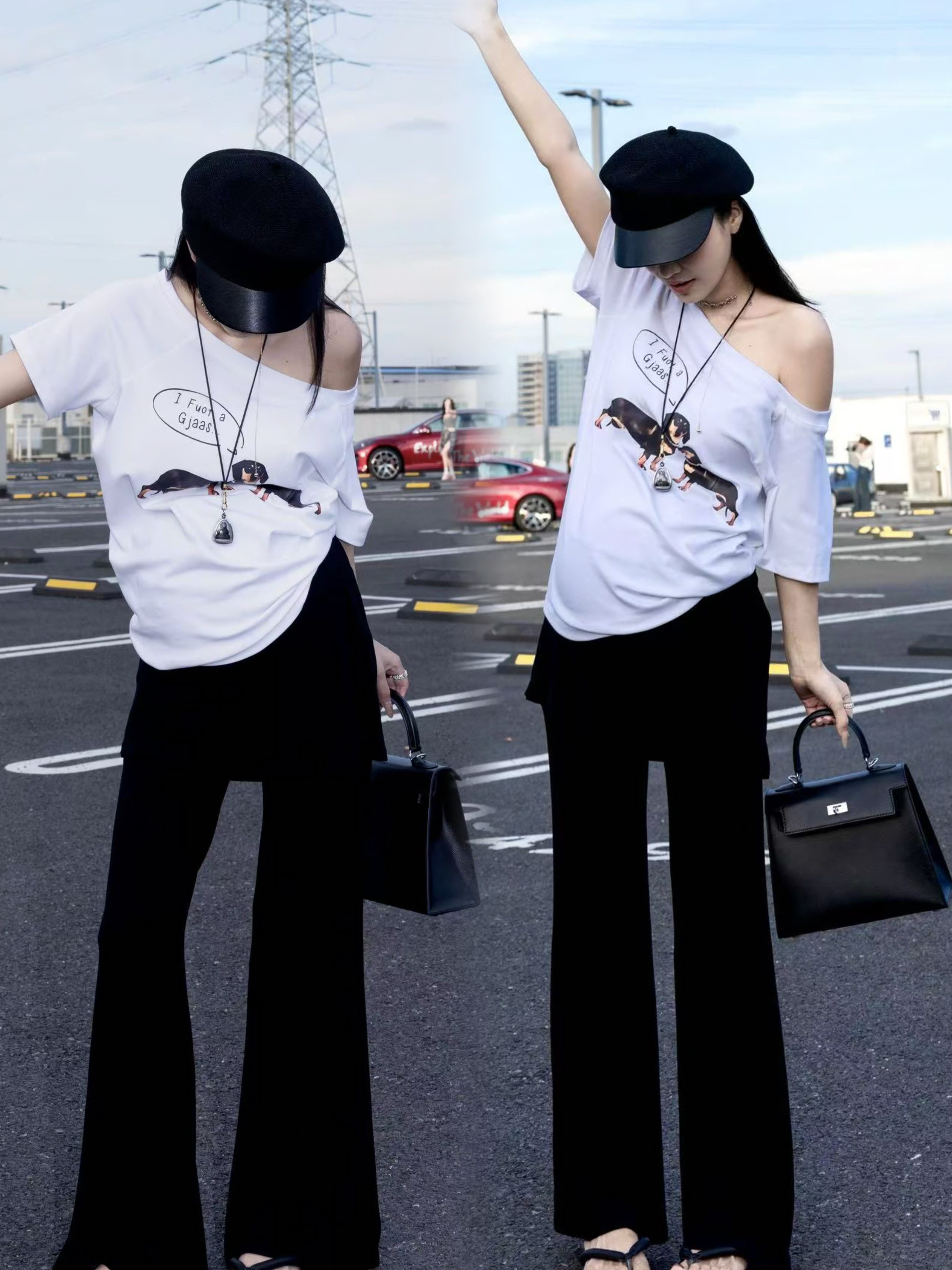 孕妇裤外穿春秋款假两件裤子显瘦微喇叭打底裤秋装休闲大码女长裤