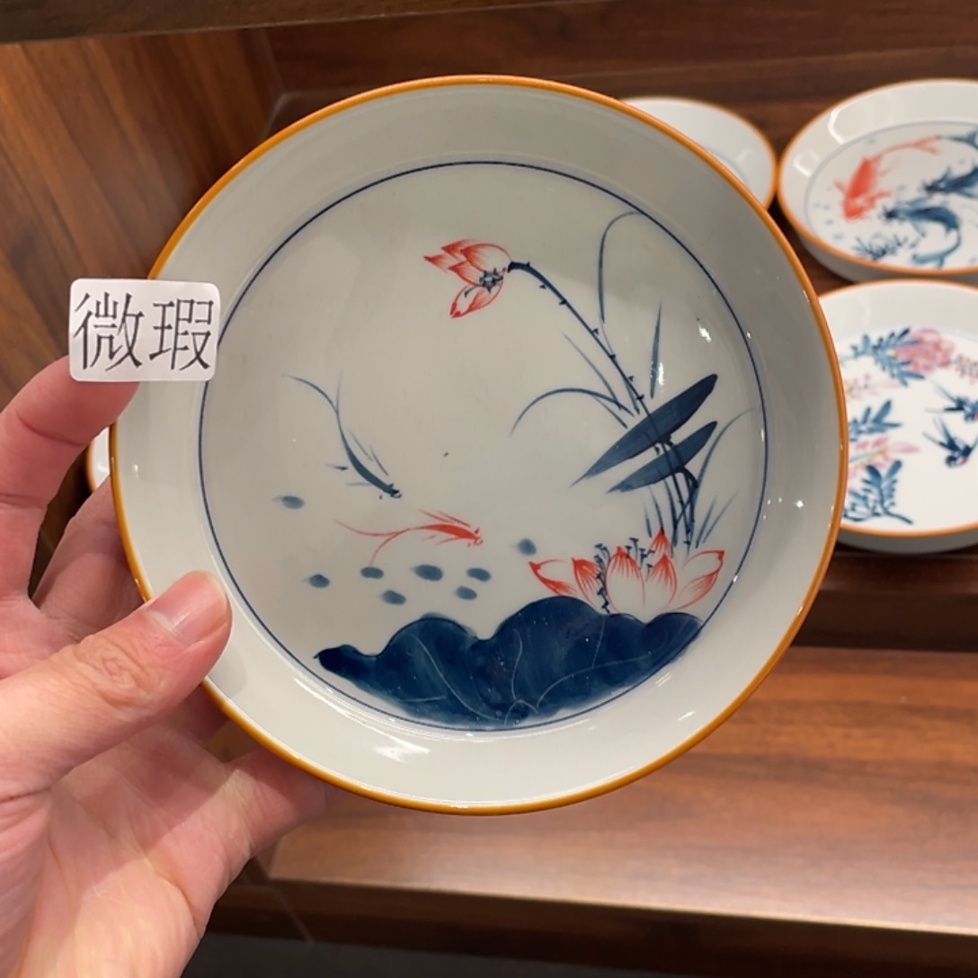 釉下手绘茶具微瑕