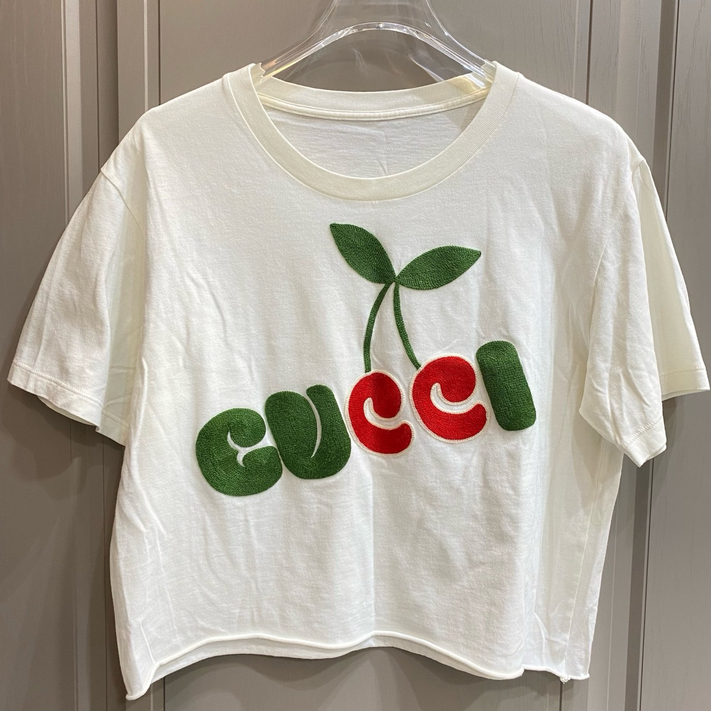 95新 GUCCI/古驰 樱桃短款短袖无水洗标领标