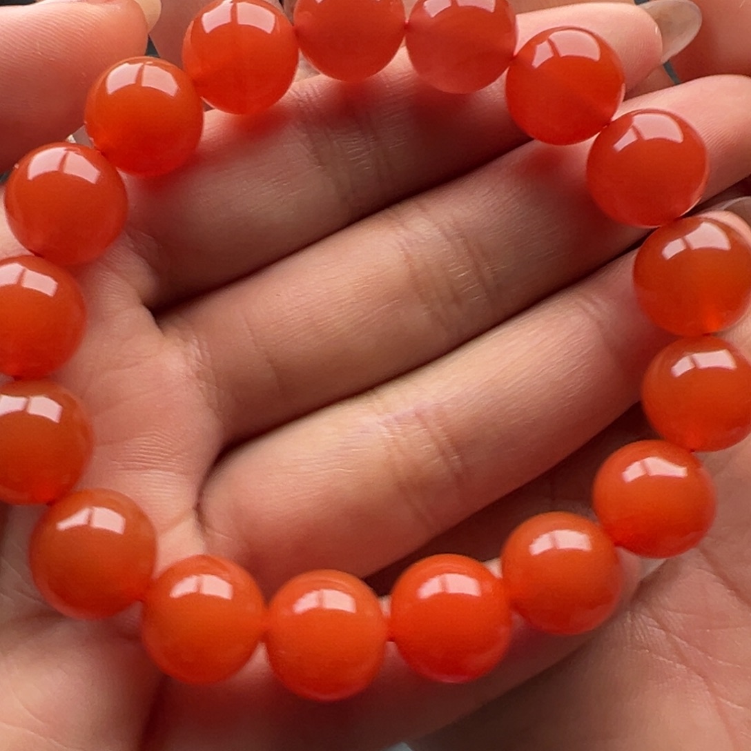 南红玛瑙未镶嵌圆珠12单圈