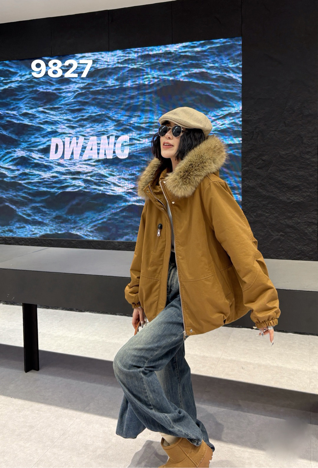 2025冬季真毛毛领加纯棉面料派克棉服连帽外套毛领可拆卸