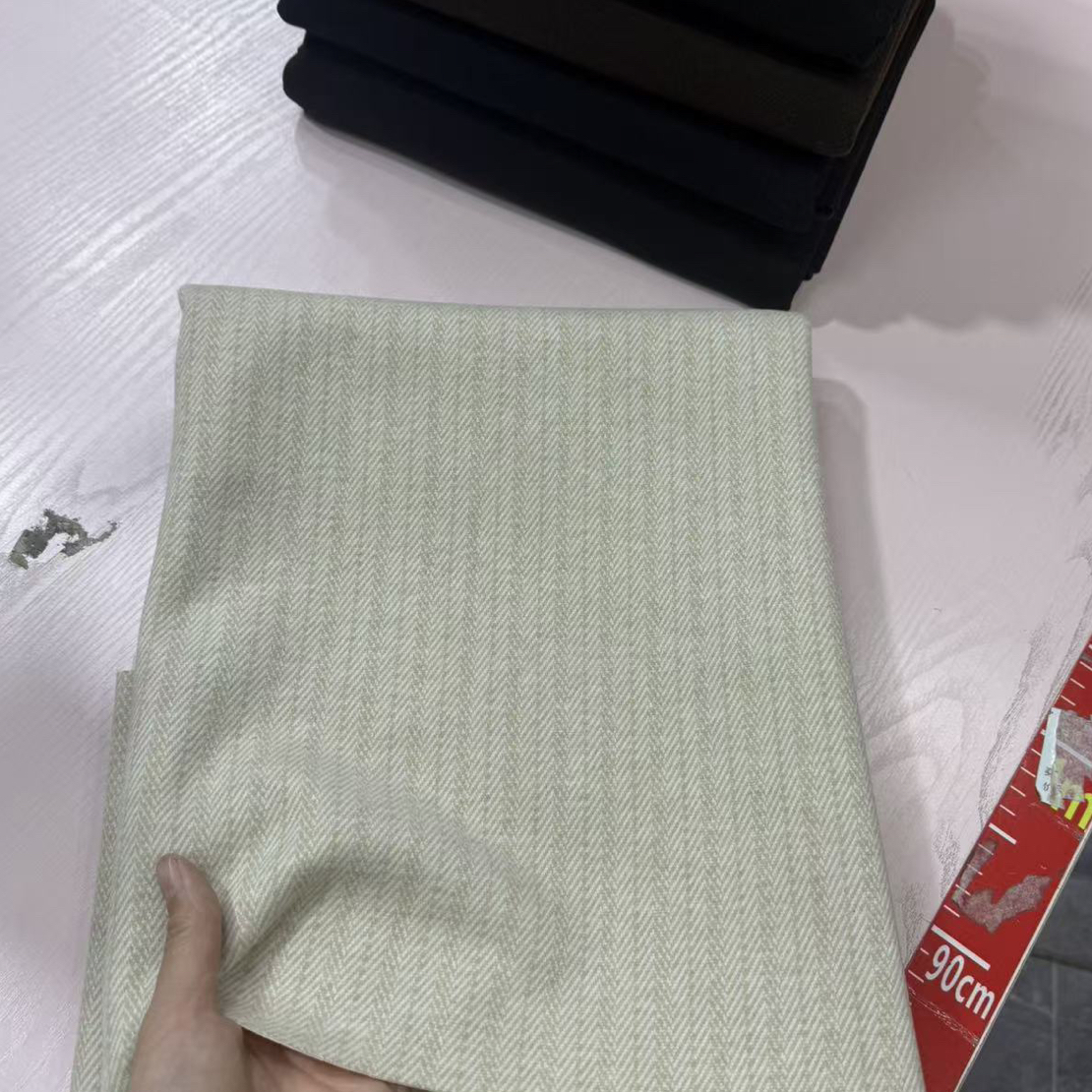 布料燕麦色醋酸竖条羊小绒1-1.1-1.2-1.5米多拍连裁