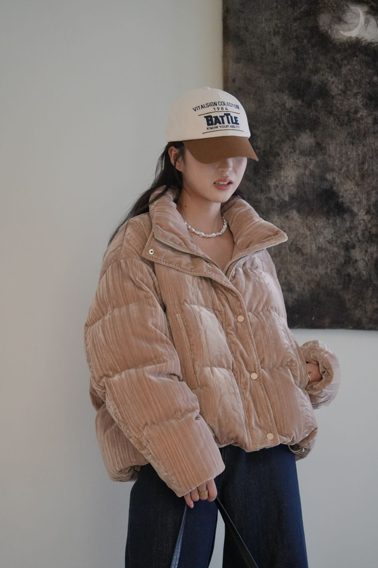 丝绒立领面包95白鸭绒羽绒服59011