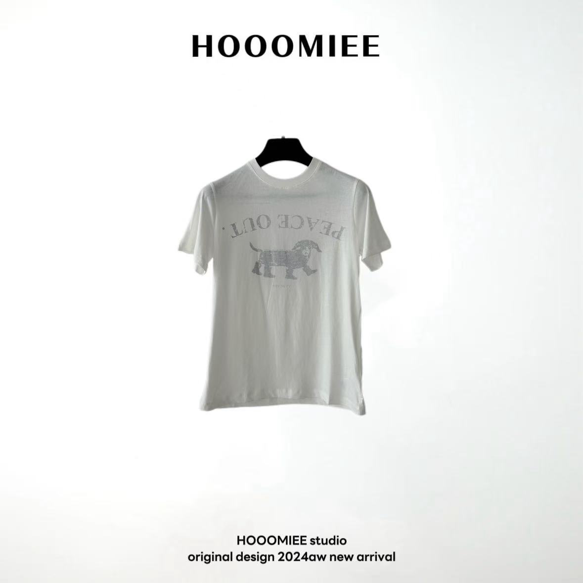 Hooomiee设计感印花春夏时尚休闲女士短袖T恤XY9452