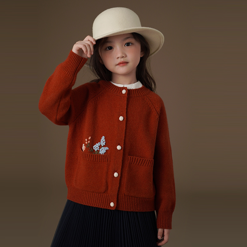 【银泰百货XH】哈齿童装 复古针织开衫女童毛衣外套30DZ2410256Z