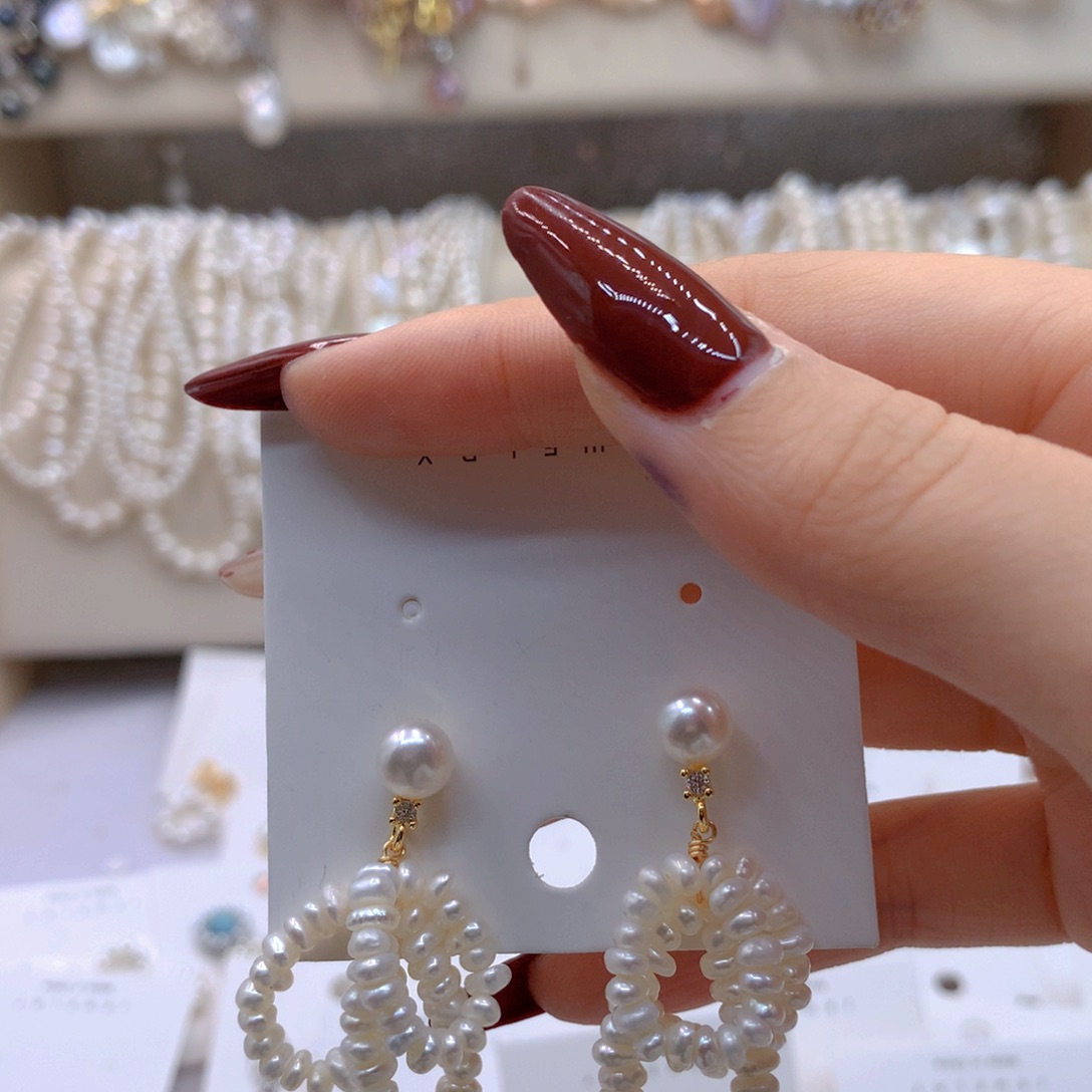 淡水珍珠耳饰银S925镶嵌