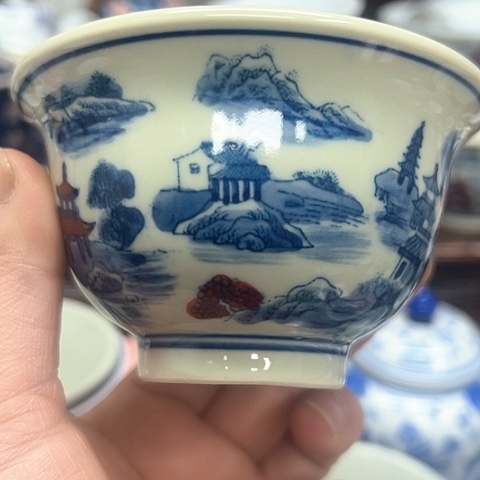 杯子天***蓝景德镇陶瓷主人杯