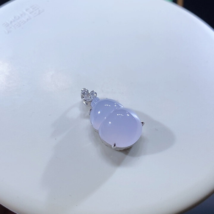 翡翠18K金镶嵌吊坠(不含链)翡翠冰粉葫芦吊坠