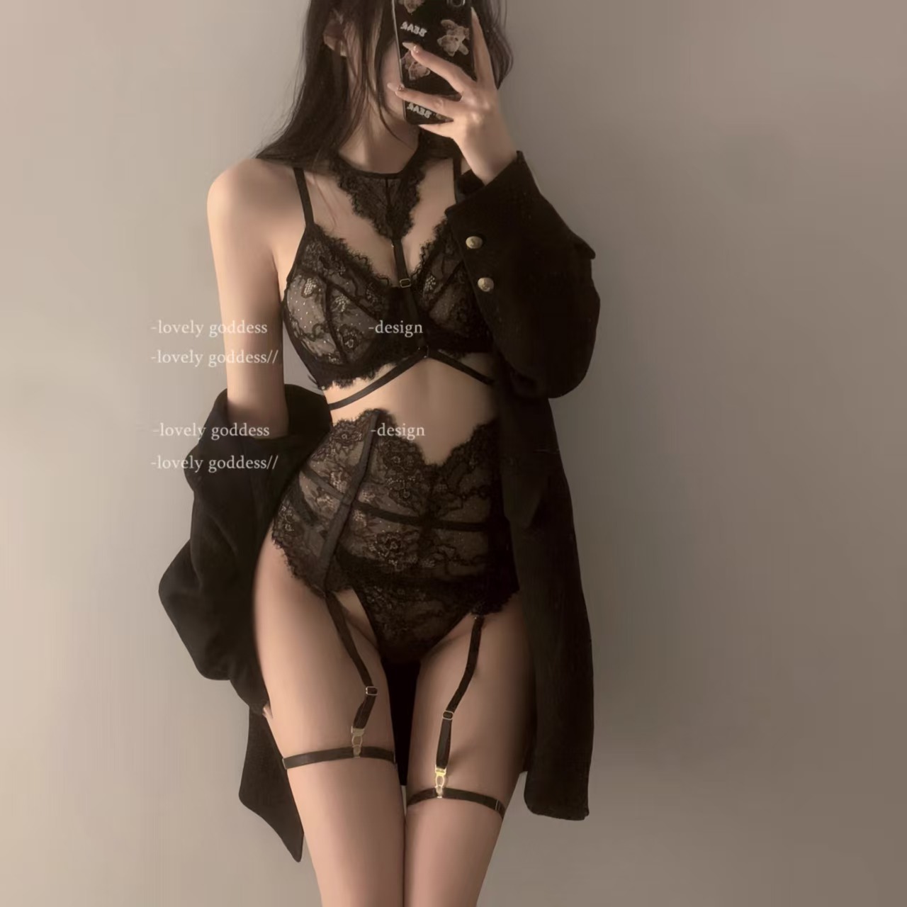 【树下风韵】内衣2025新款性感蕾丝小胸装制服睡衣女