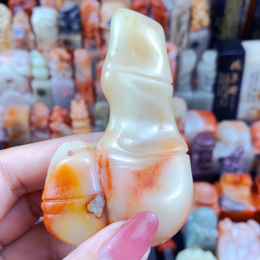 老挝石印石手工篆刻手把件