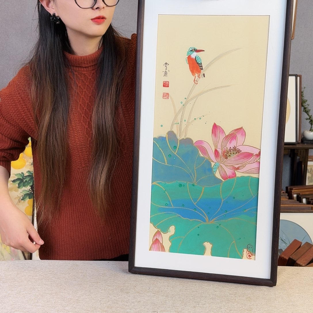 国画手绘带框尺寸： 36*69