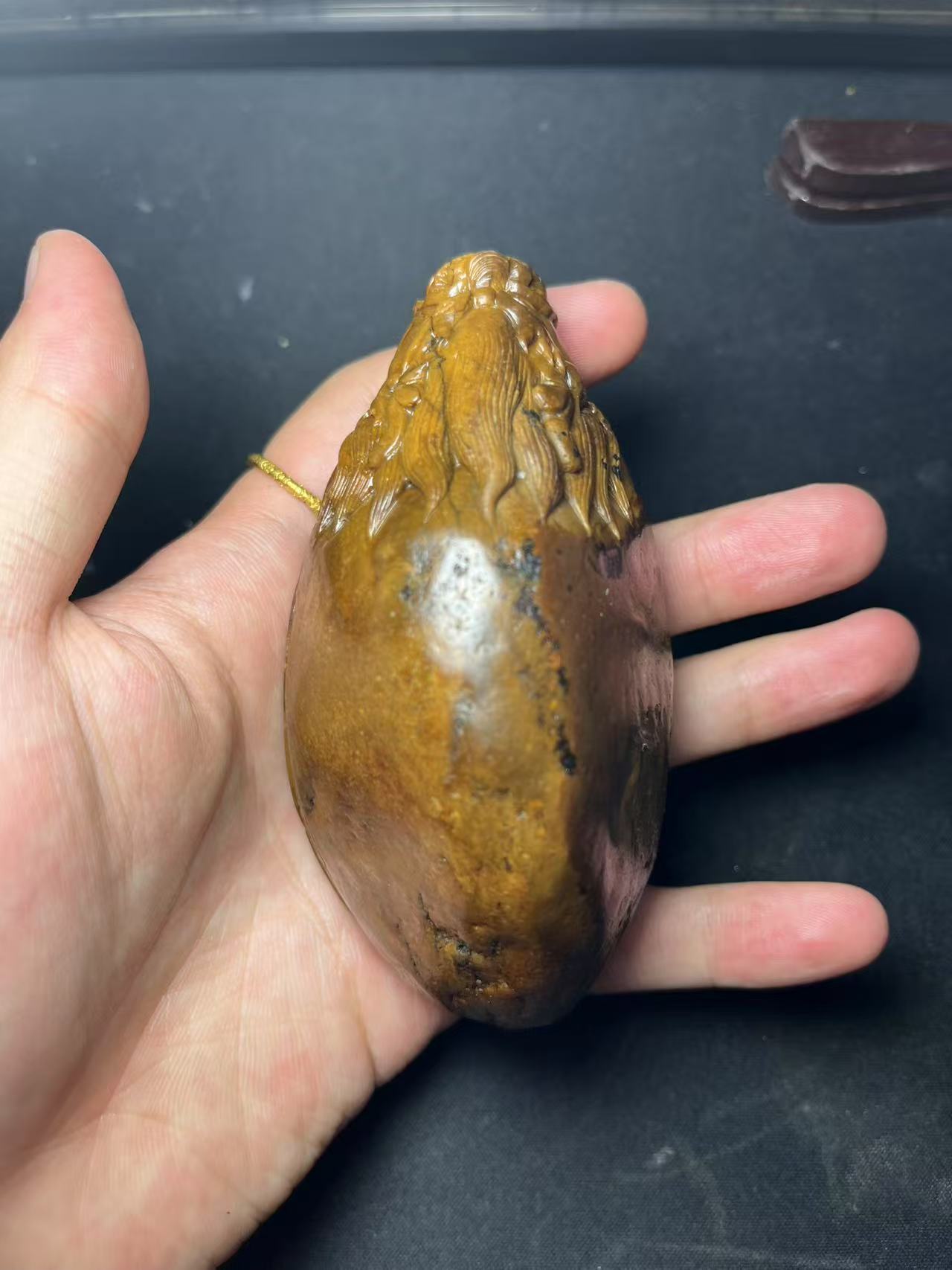 新疆和田玉皮包玉籽料龙龟手把小摆件荣归故里油油润润高端大气