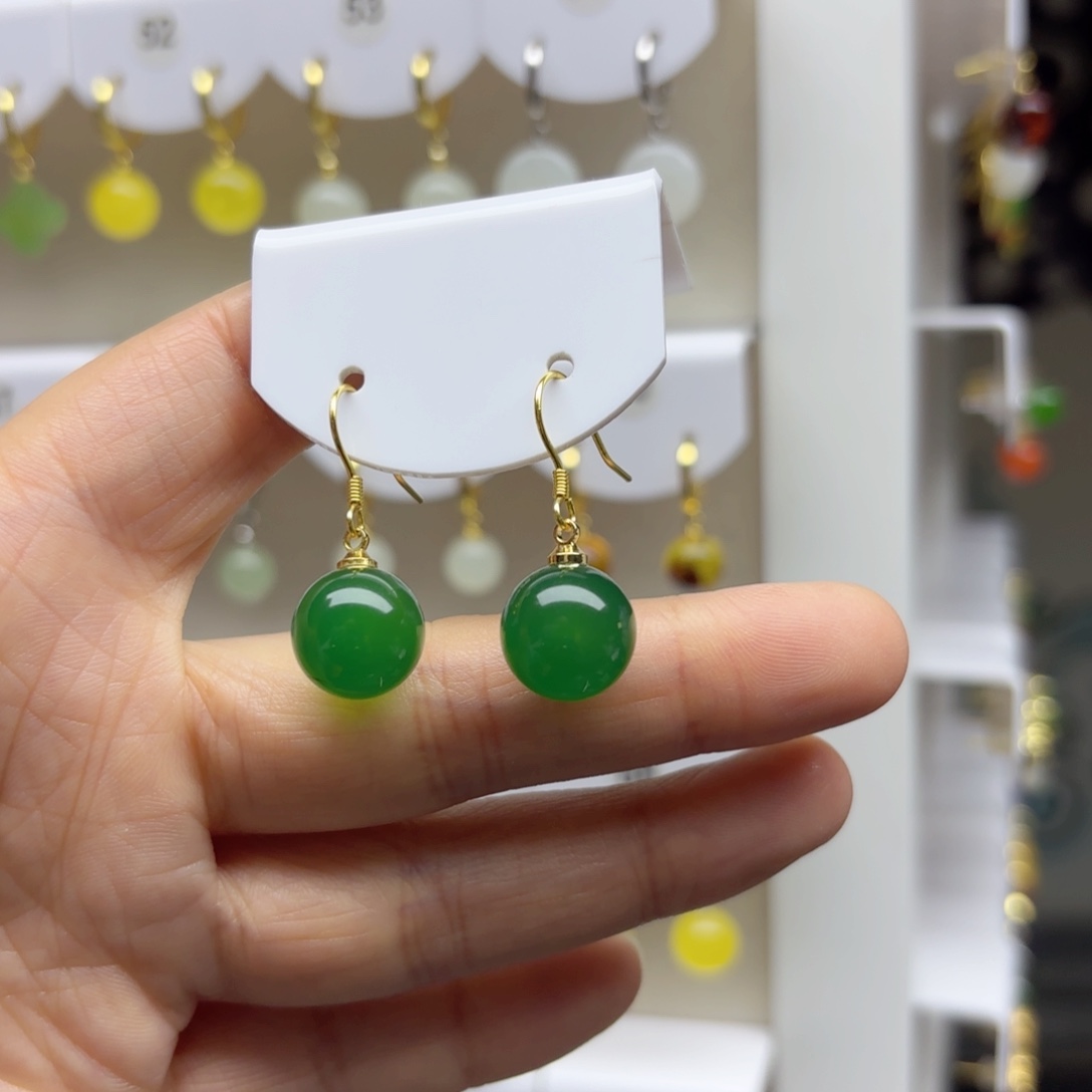 银S925镶嵌耳饰玛瑙/玉髓