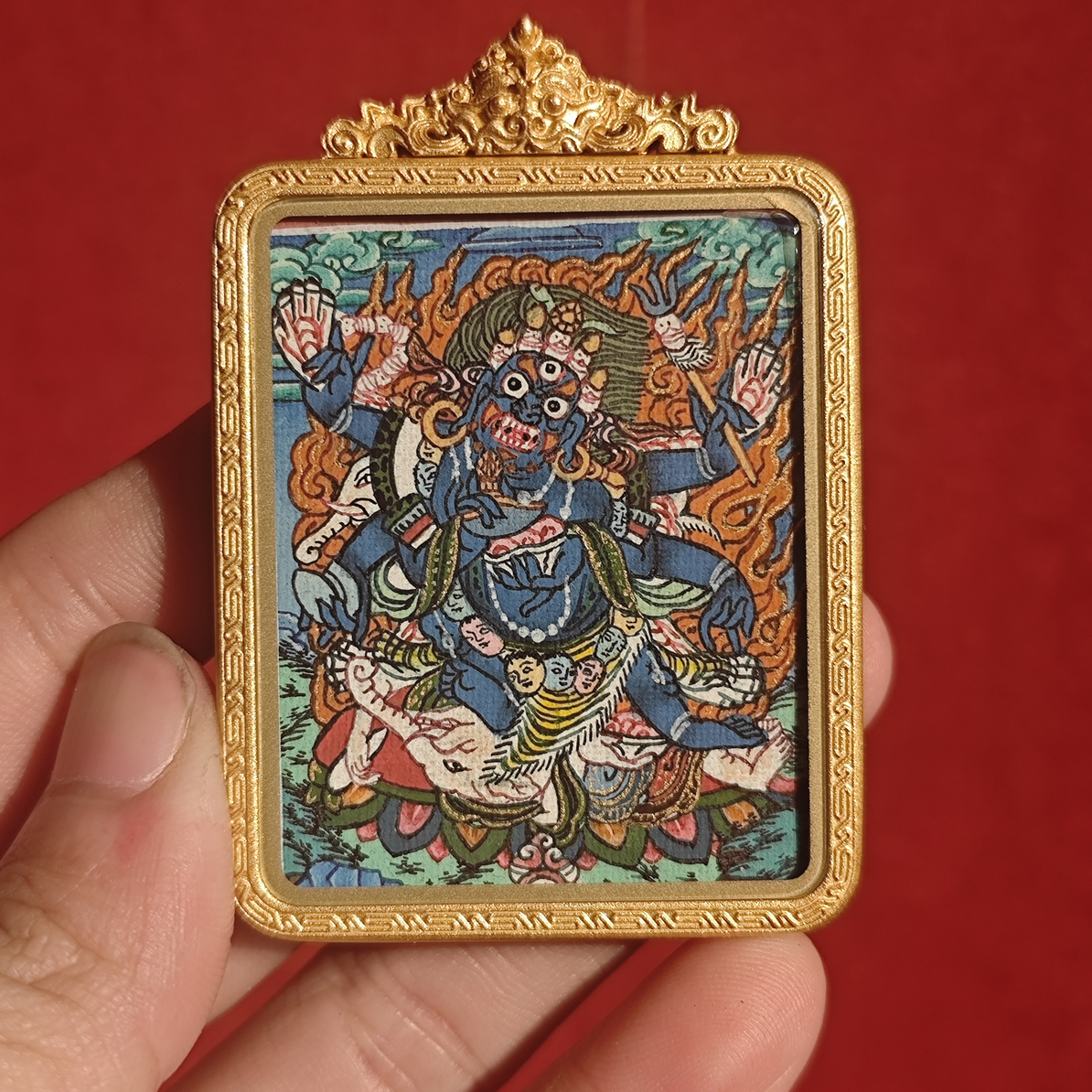 【雲夢澤】 纯手绘 天然矿物质 六臂玛哈嘎拉