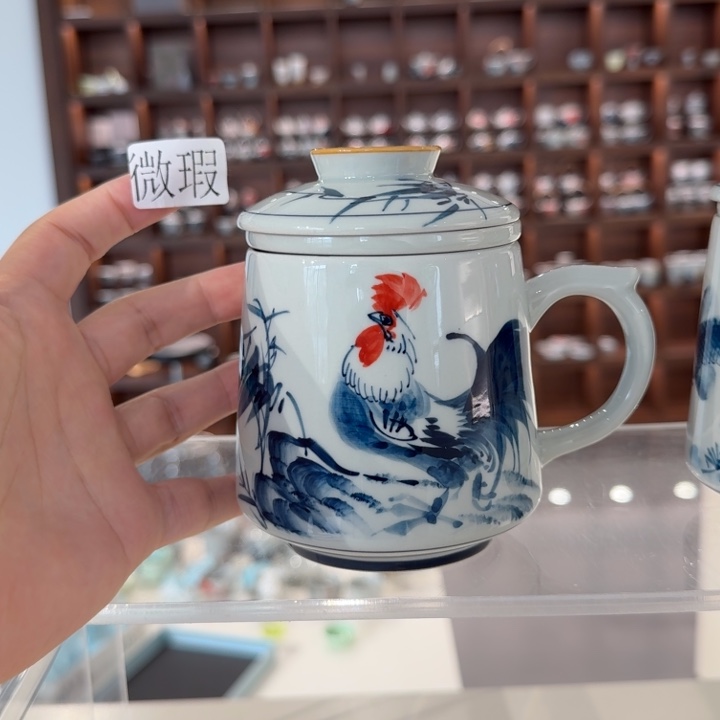 釉下手绘茶具微瑕