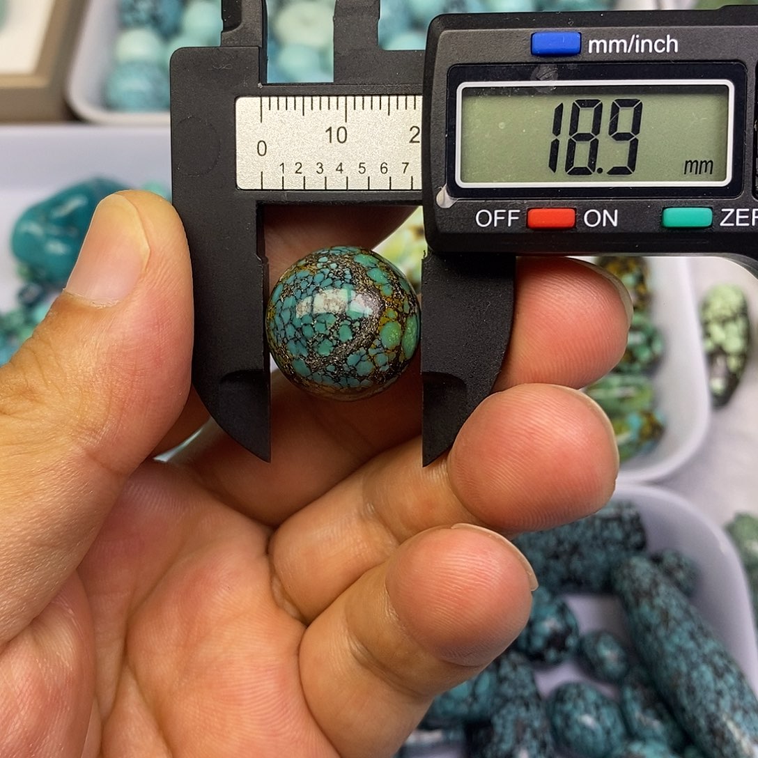 未镶嵌高瓷绿网花圆珠卡18.8mm