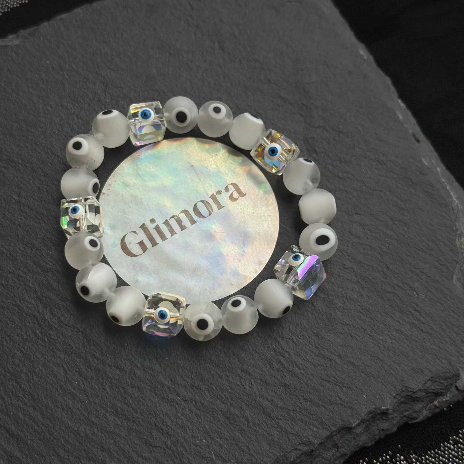 玻璃手链 新疆正品恶魔之眼手链10mm磨砂款轻奢时尚手工