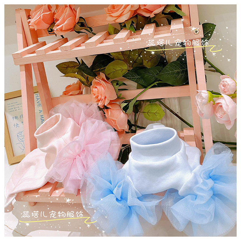 狗狗打底衫小体花苞袖舒绒宝宝棉宠物衣服约克夏马尔济斯可爱公主