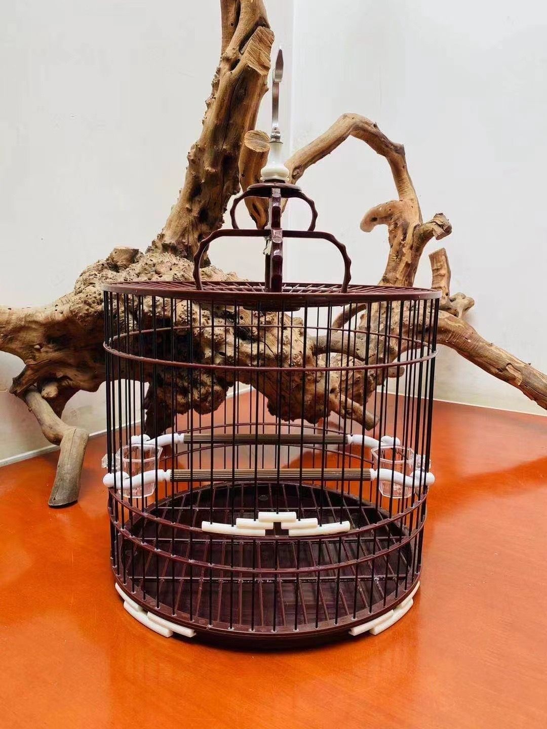 聚兴塑钢平顶圆笼abs虎头凤鸟笼通用万能鸟笼直径265耐用小鸟笼