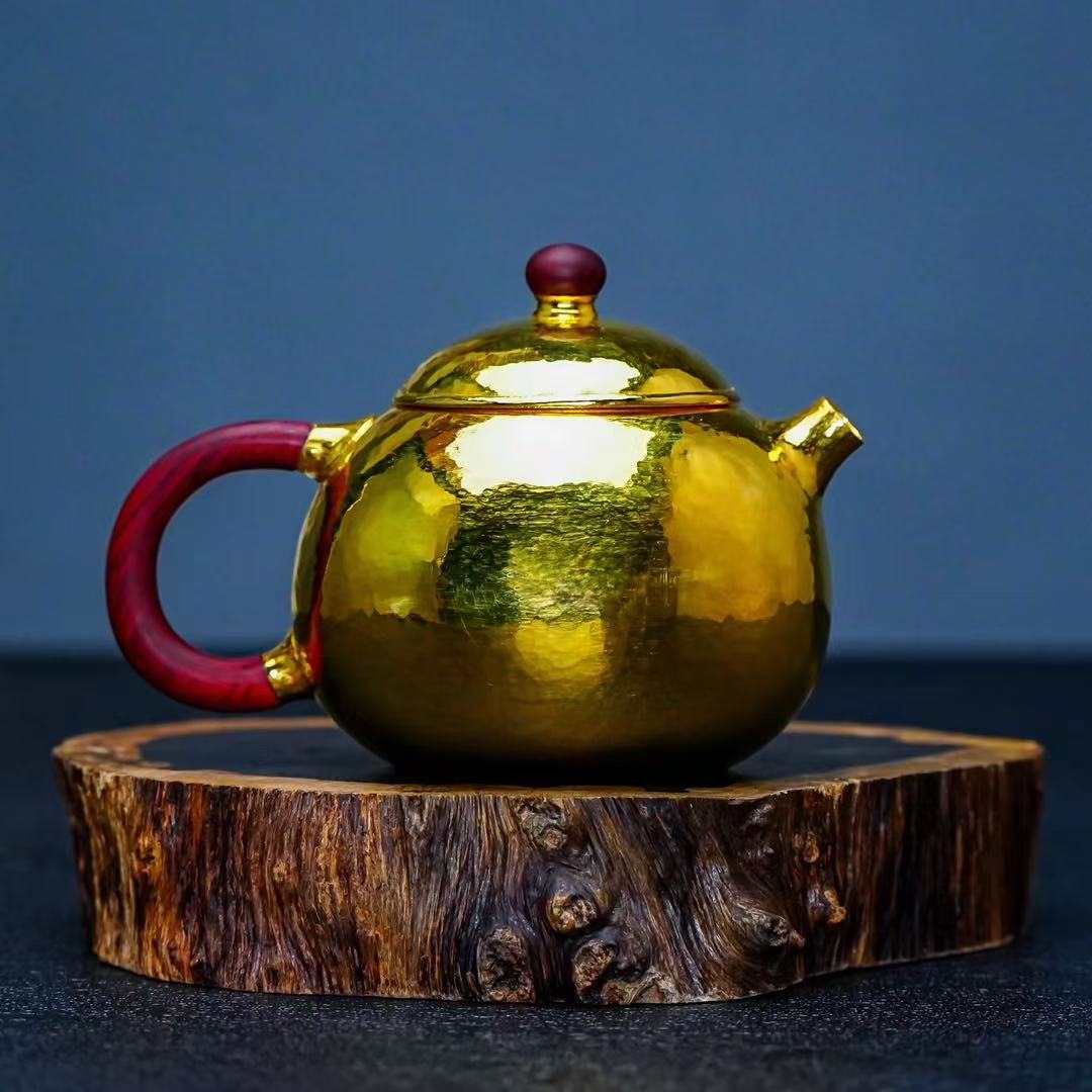 足银玻璃银制品 【半山工坊】纯手工一张打西施型泡茶壶金壶 
