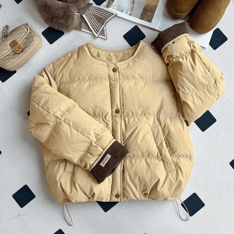 【全额运补无毛领】韩版时尚潮流25冬季新款圆领保暖时尚外套棉衣 H