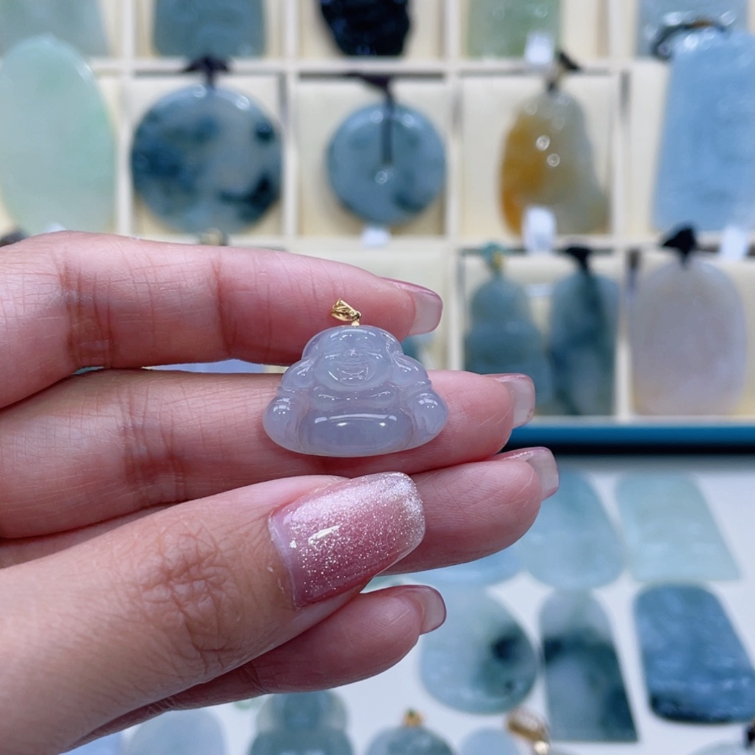 翡翠颈饰18K金镶嵌葫***身