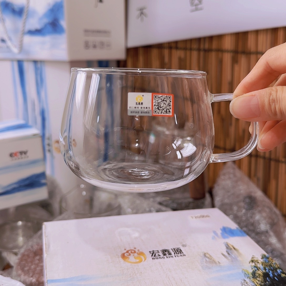 高硼硅玻璃茶水分离款瑕疵圆趣单杯