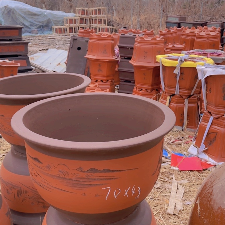 红陶紫砂花盆7045