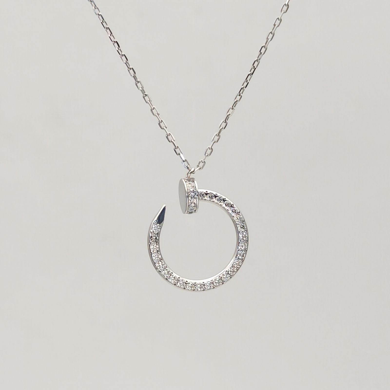 99新 Cartier/卡地亚 小花6欢 钉子满钻 项链 白金项链